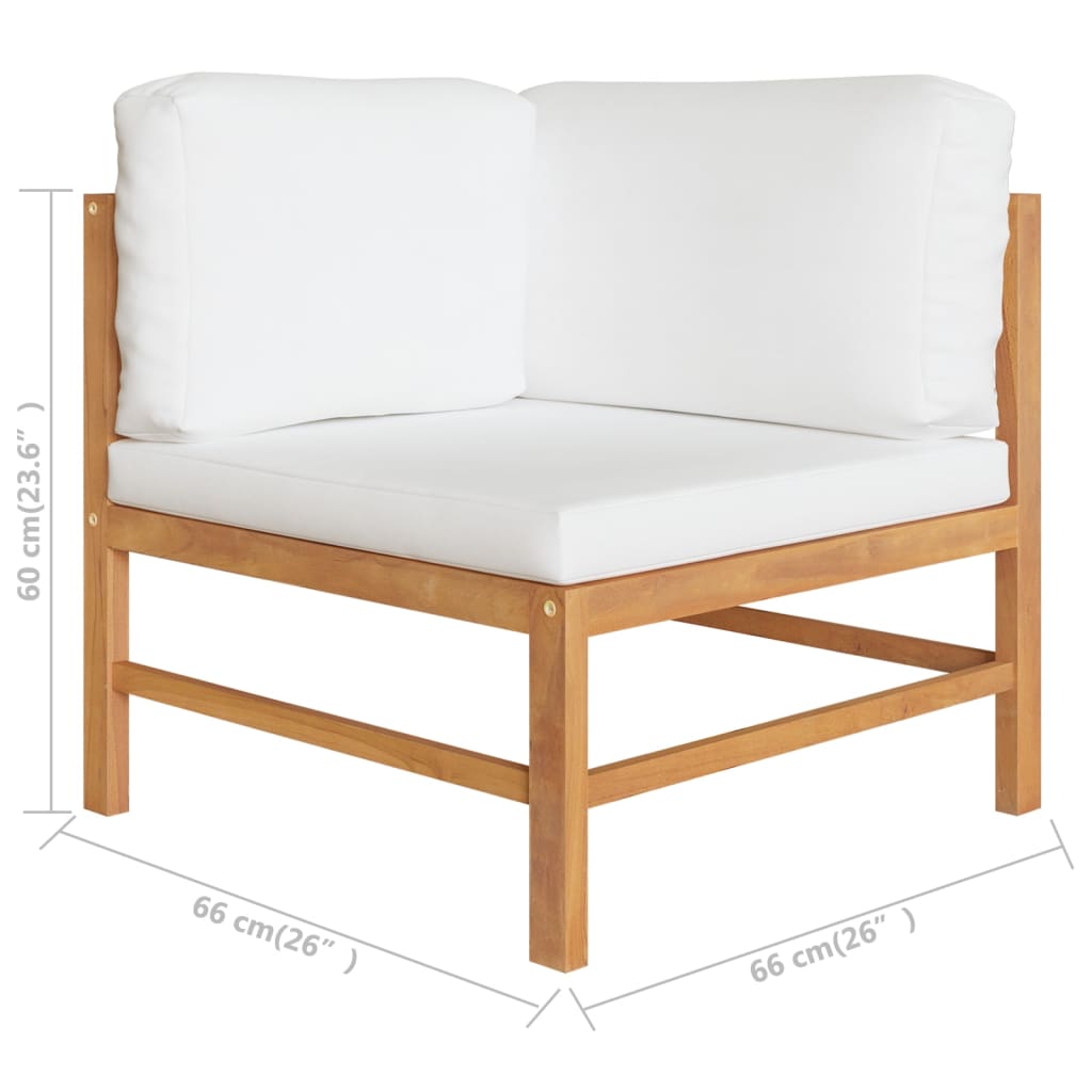 Set de muebles de jardín 4 pzas madera de teca y cojines crema