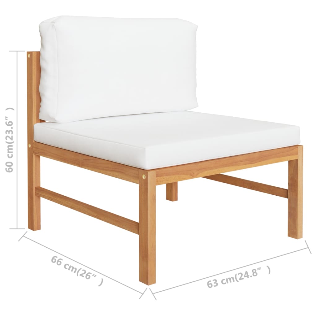Set de muebles de jardín 4 pzas madera de teca y cojines crema