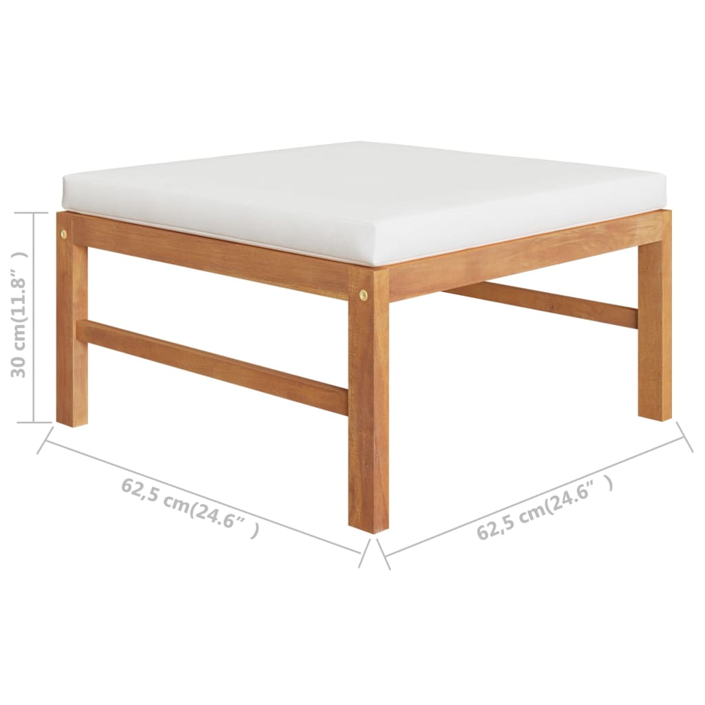 Set de muebles de jardín 4 pzas madera de teca y cojines crema