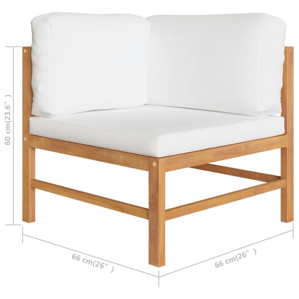 Set de muebles de jardín 10 pzas madera de teca y cojines crema