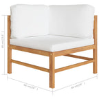 Set de muebles de jardín 10 pzas madera de teca y cojines crema