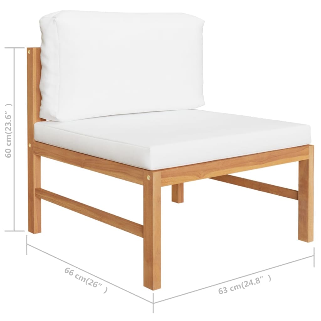 Set de muebles de jardín 10 pzas madera de teca y cojines crema