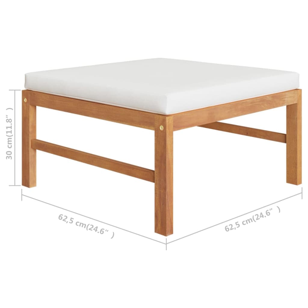 Set de muebles de jardín 10 pzas madera de teca y cojines crema