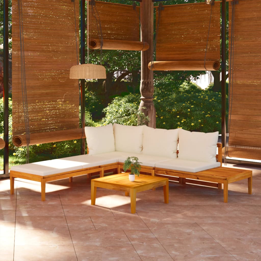 Conjunto de móveis de jardim e almofadas 12 pçs madeira maciça de acácia