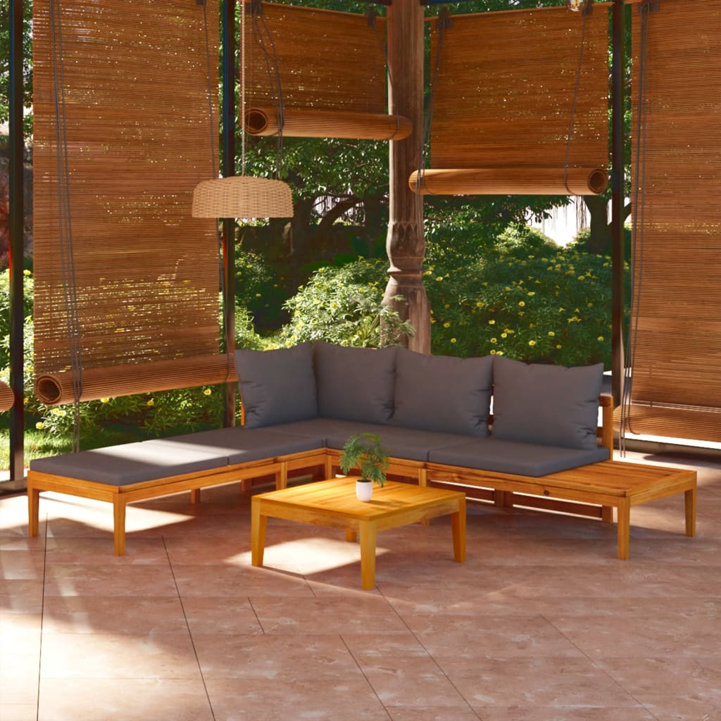 Conjunto de móveis de jardim e almofadas 12 pçs madeira maciça de acácia