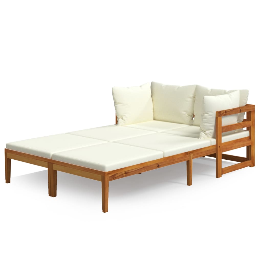 Tumbonas con cojines crema 2 unidades madera de acacia