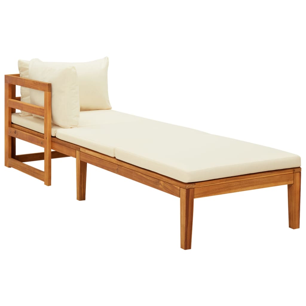 Tumbonas con cojines crema 2 unidades madera de acacia