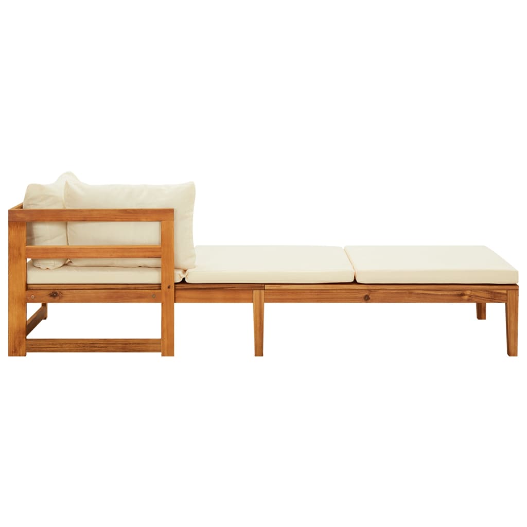 Tumbonas con cojines crema 2 unidades madera de acacia