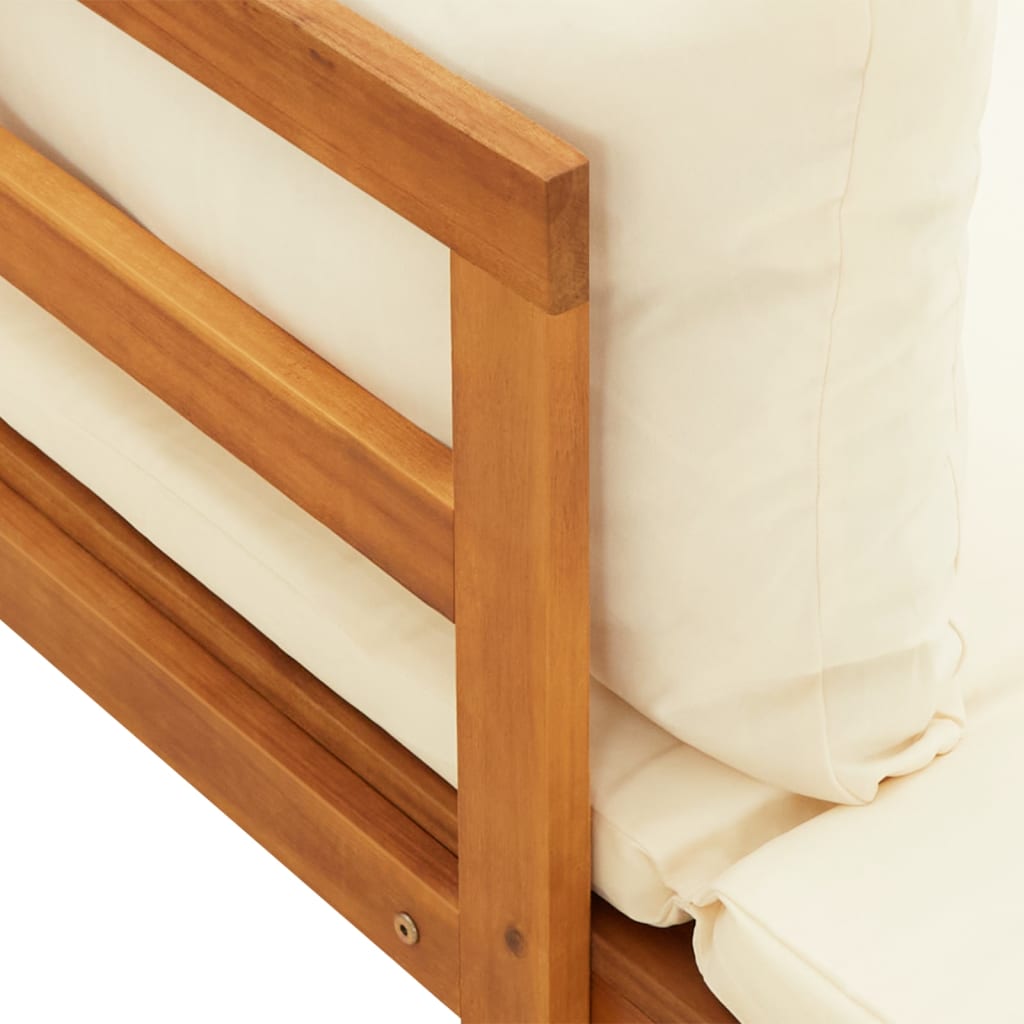 Tumbonas con cojines crema 2 unidades madera de acacia