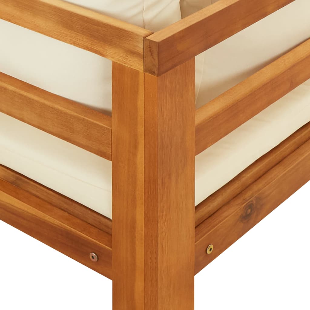 Tumbonas con cojines crema 2 unidades madera de acacia
