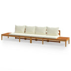 Bancos de jardín con cojines blanco crema 2 uds madera acacia
