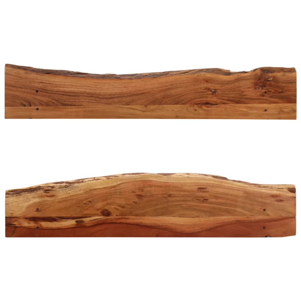 Estantes de pared 2 unidades madera maciza acacia 110x20x18 cm