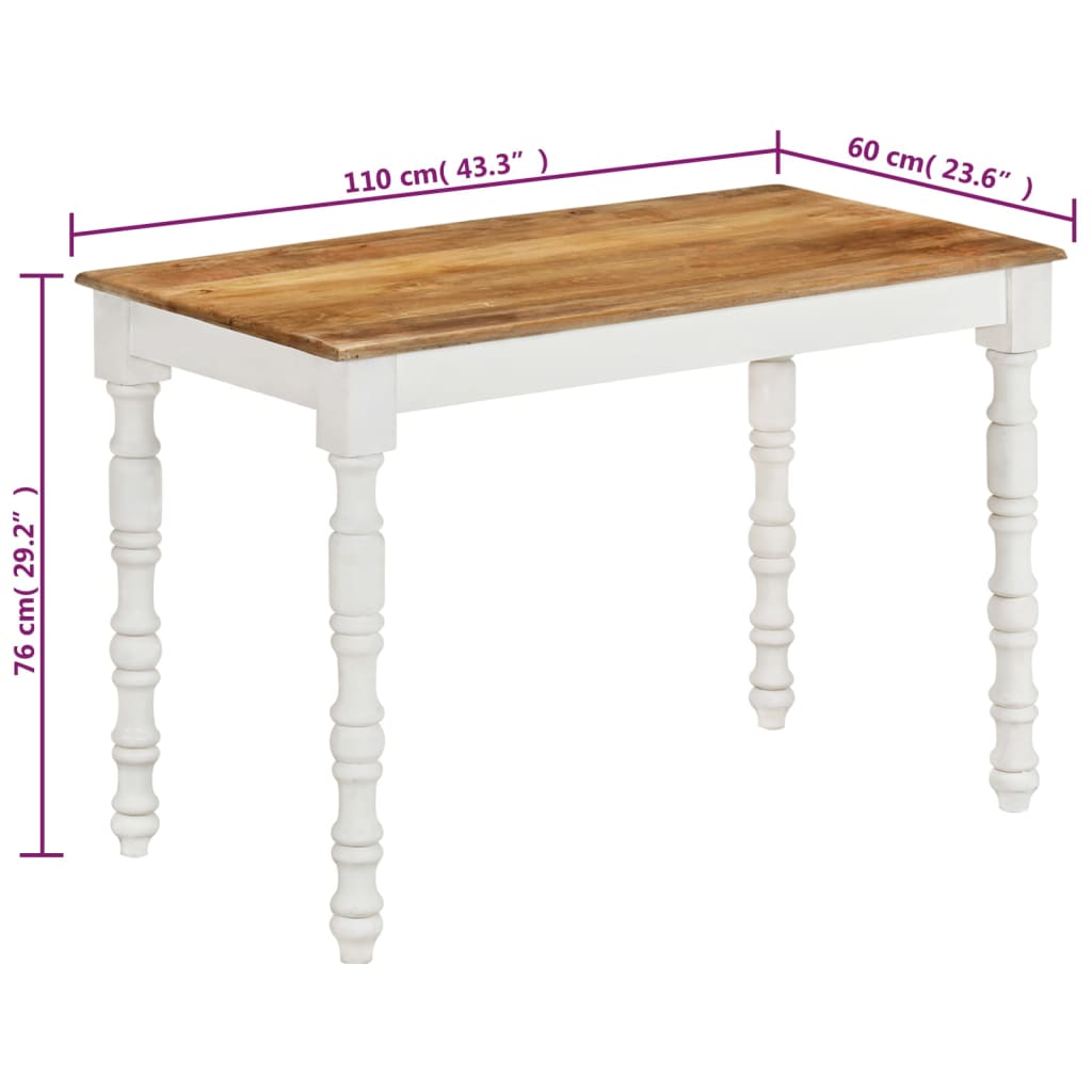 Mesa de comedor madera maciza de mango 110x60x76 cm