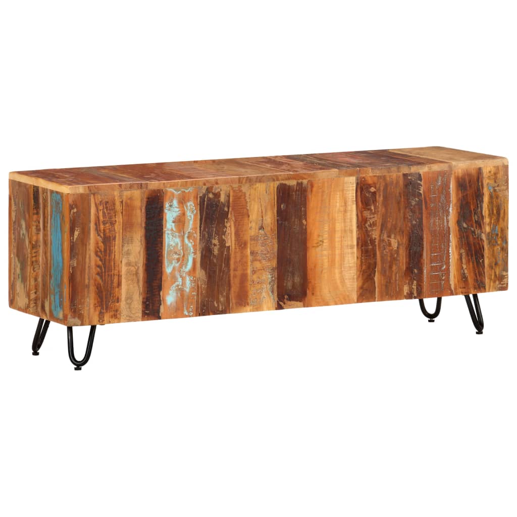 Mueble de TV madera maciza reciclada 110x30x40 cm
