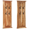 Percheros 2 unidades madera maciza de acacia 38x100 cm