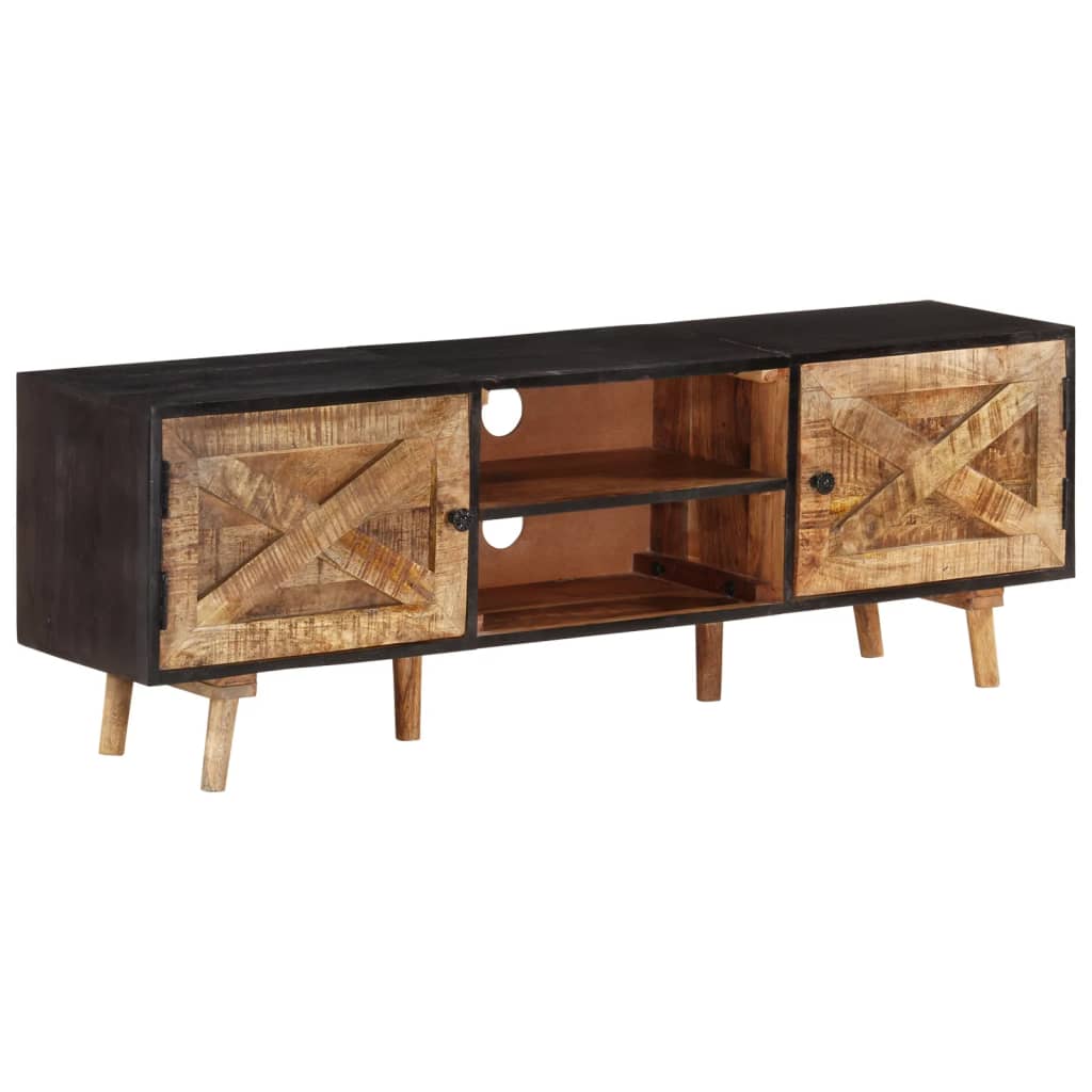 Mueble de TV madera mango rugosa y acacia maciza 140x30x46 cm