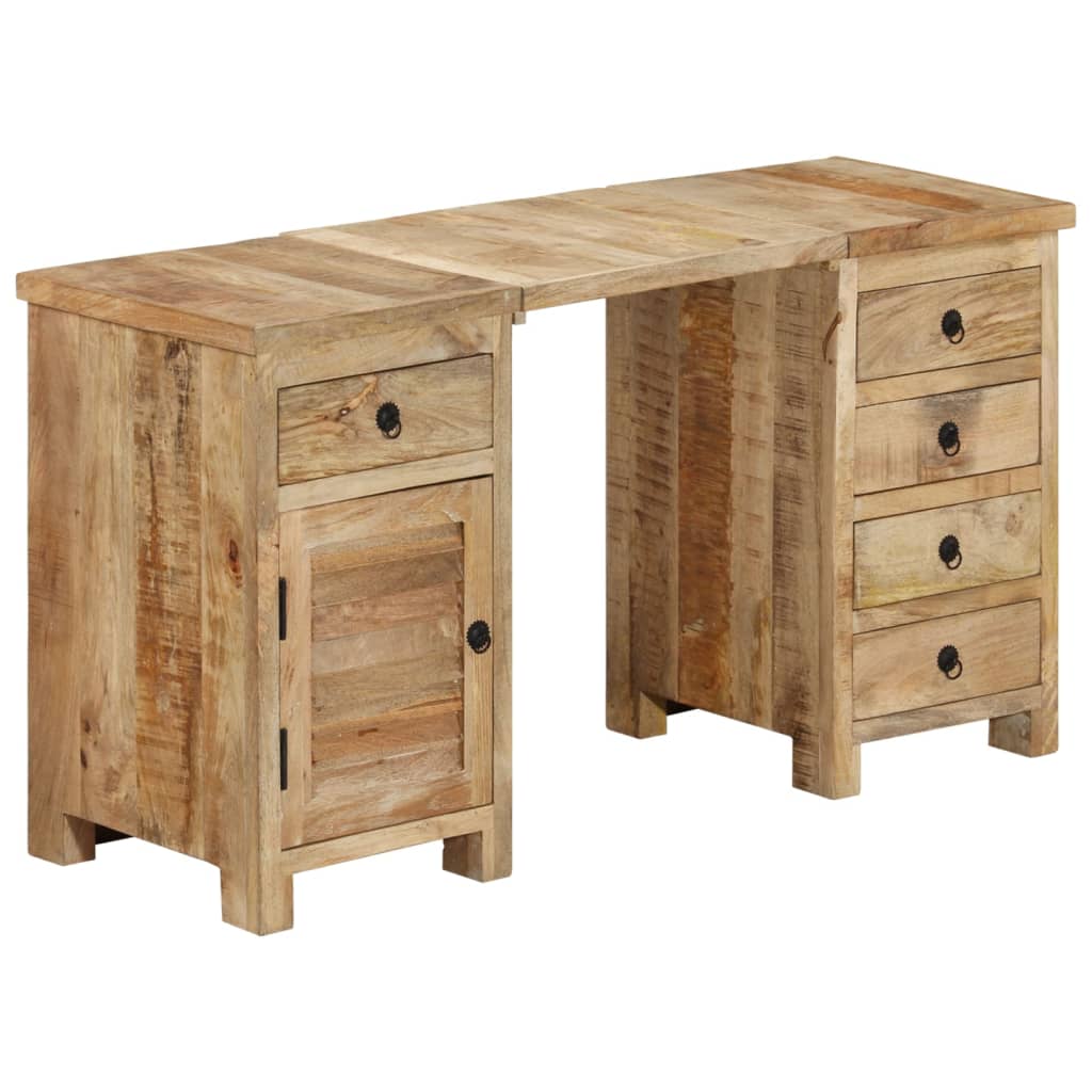 Escritorio con pedestal madera maciza de mango 140x50x77 cm