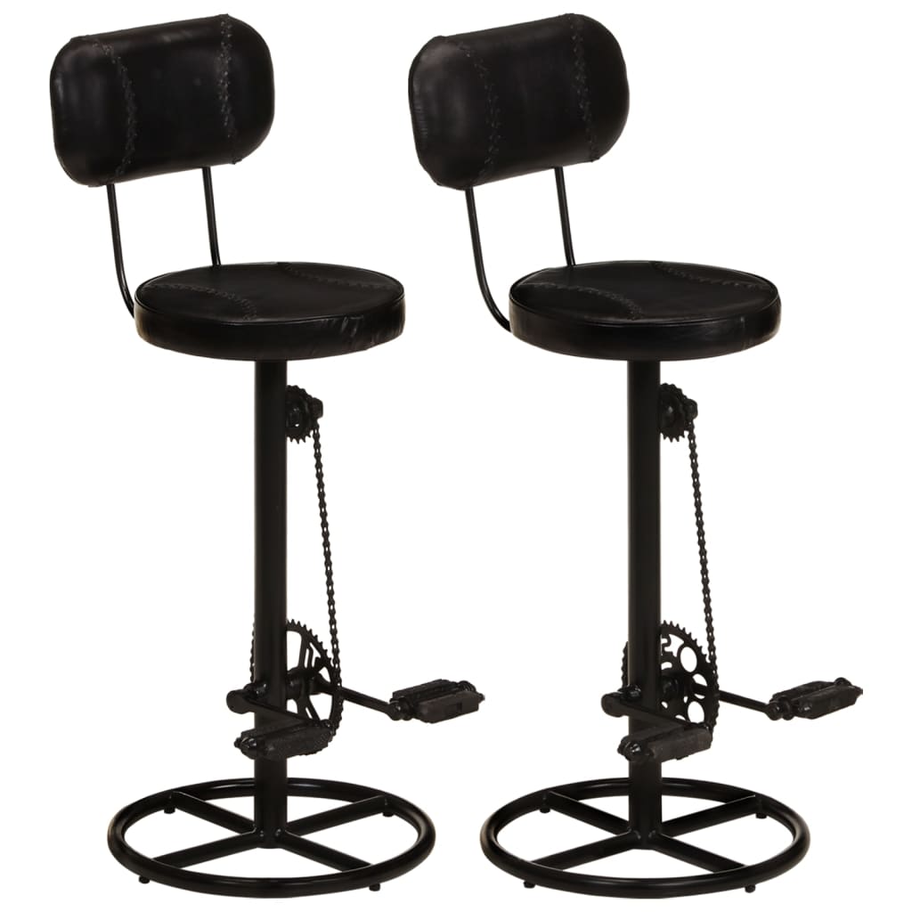 Taburetes cocina 2 uds piel cabra estampado lona marrón negro