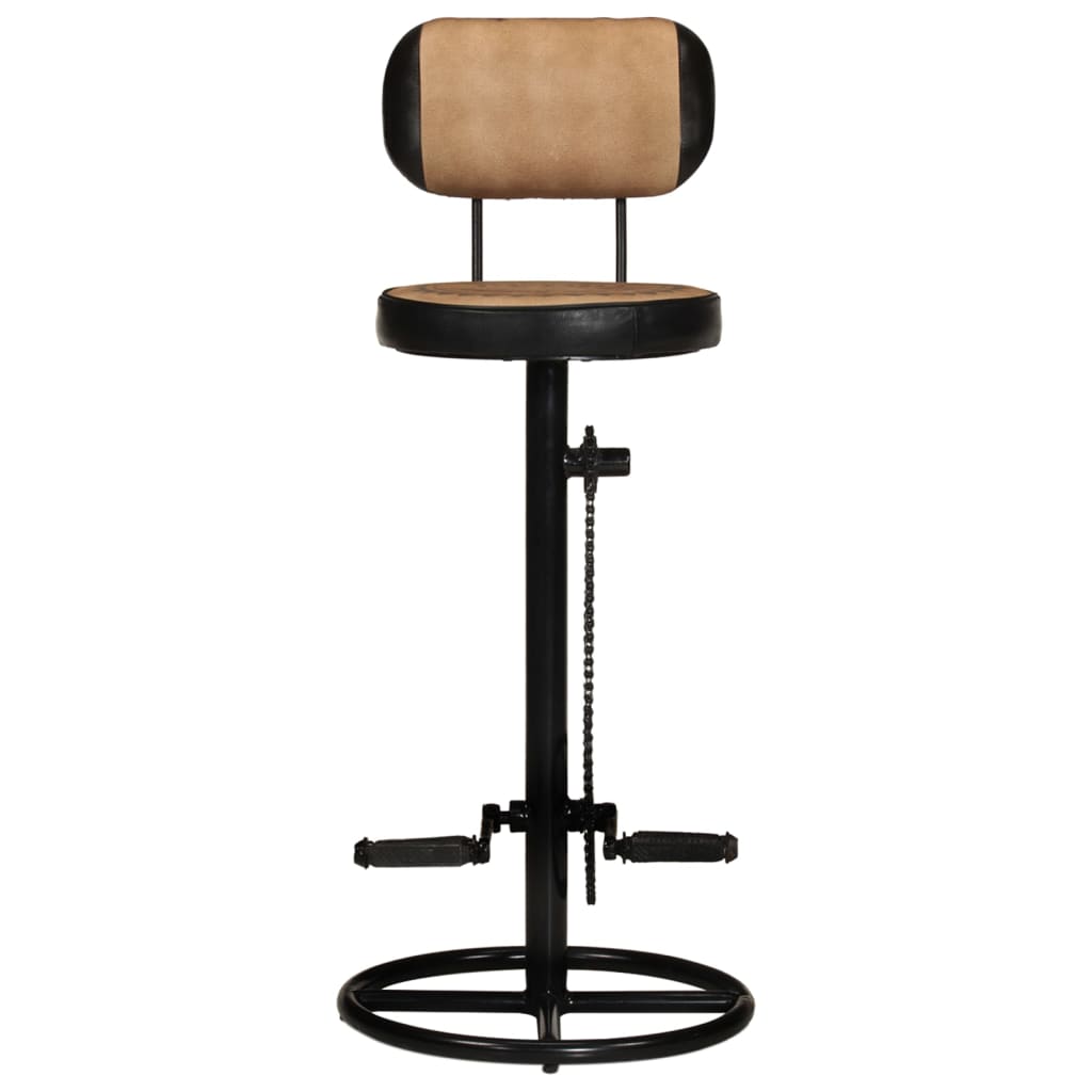 Taburetes cocina 2 uds piel cabra estampado lona marrón negro