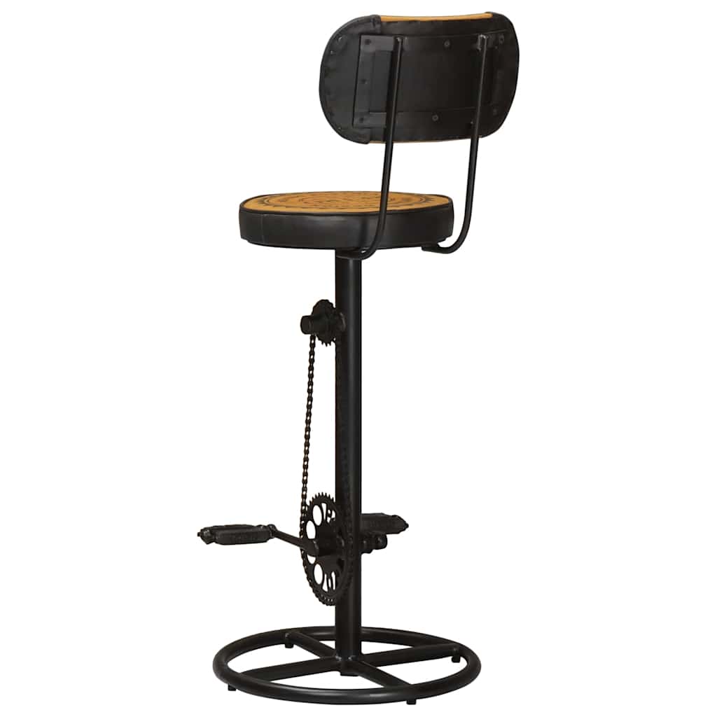 Taburetes cocina 2 uds piel cabra estampado lona marrón negro
