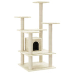 Rascador para gatos con postes de sisal crema 110 cm