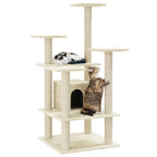 Rascador para gatos con postes de sisal crema 110 cm
