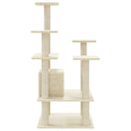 Rascador para gatos con postes de sisal crema 110 cm