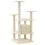Rascador para gatos con postes de sisal crema 110 cm