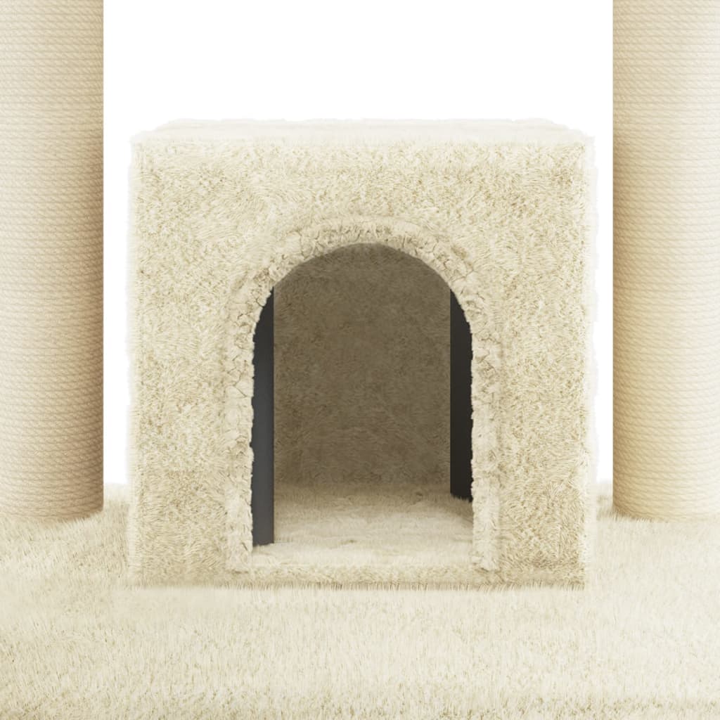 Rascador para gatos con postes de sisal crema 110 cm