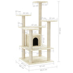 Rascador para gatos con postes de sisal crema 110 cm