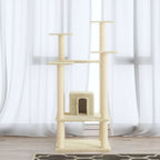 Rascador para gatos con postes de sisal crema 110 cm