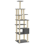 Rascador para gatos con postes de sisal gris oscuro 183 cm