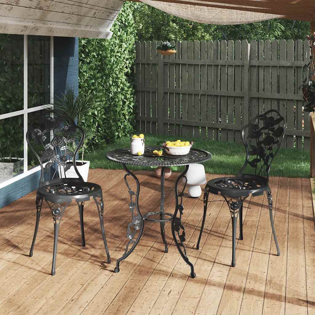Mesa y sillas bistró de jardín 3 pzas aluminio fundido verde