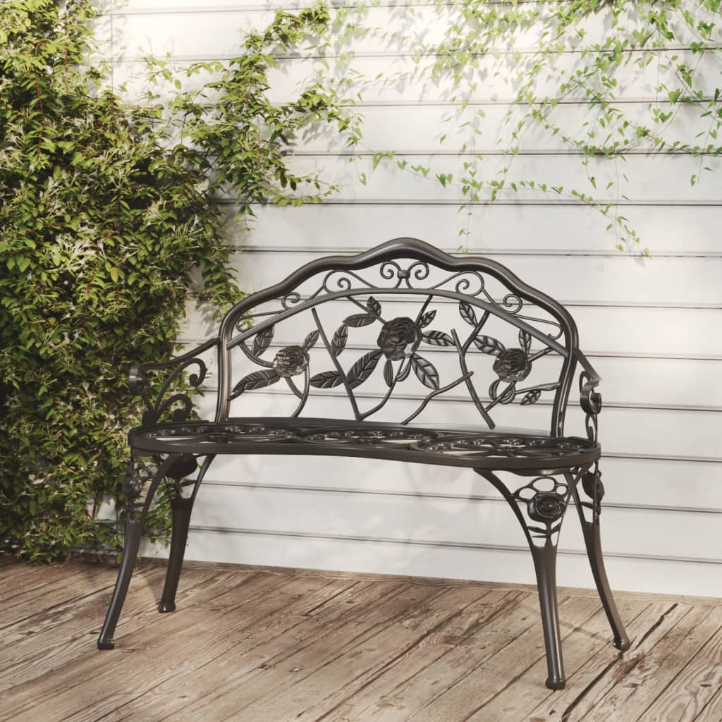 Banco de jardín de aluminio fundido blanco 102 cm