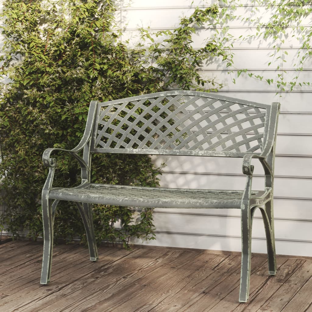 Banco de jardín de aluminio fundido blanco 102 cm