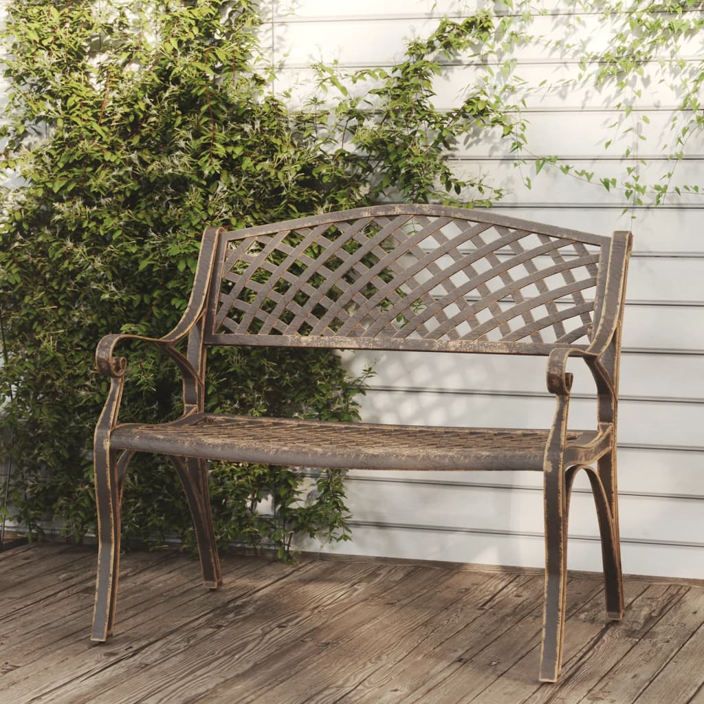 Banco de jardín de aluminio fundido blanco 102 cm