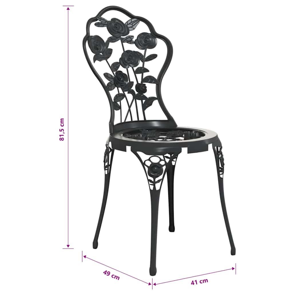 Sillas de bistró 2 unidades aluminio fundido negro