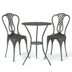 Mesa y sillas bistró de jardín 3 pzas aluminio fundido verde