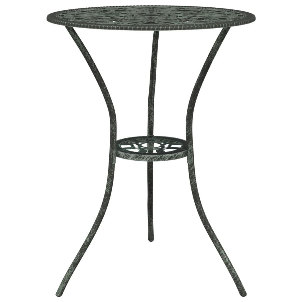 Mesa y sillas bistró de jardín 3 pzas aluminio fundido verde