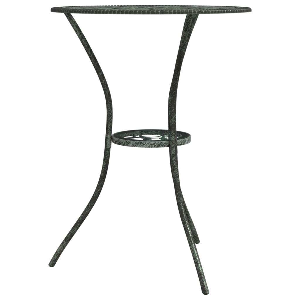 Mesa y sillas bistró de jardín 3 pzas aluminio fundido verde