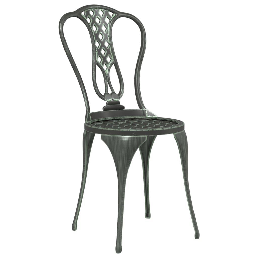 Mesa y sillas bistró de jardín 3 pzas aluminio fundido verde