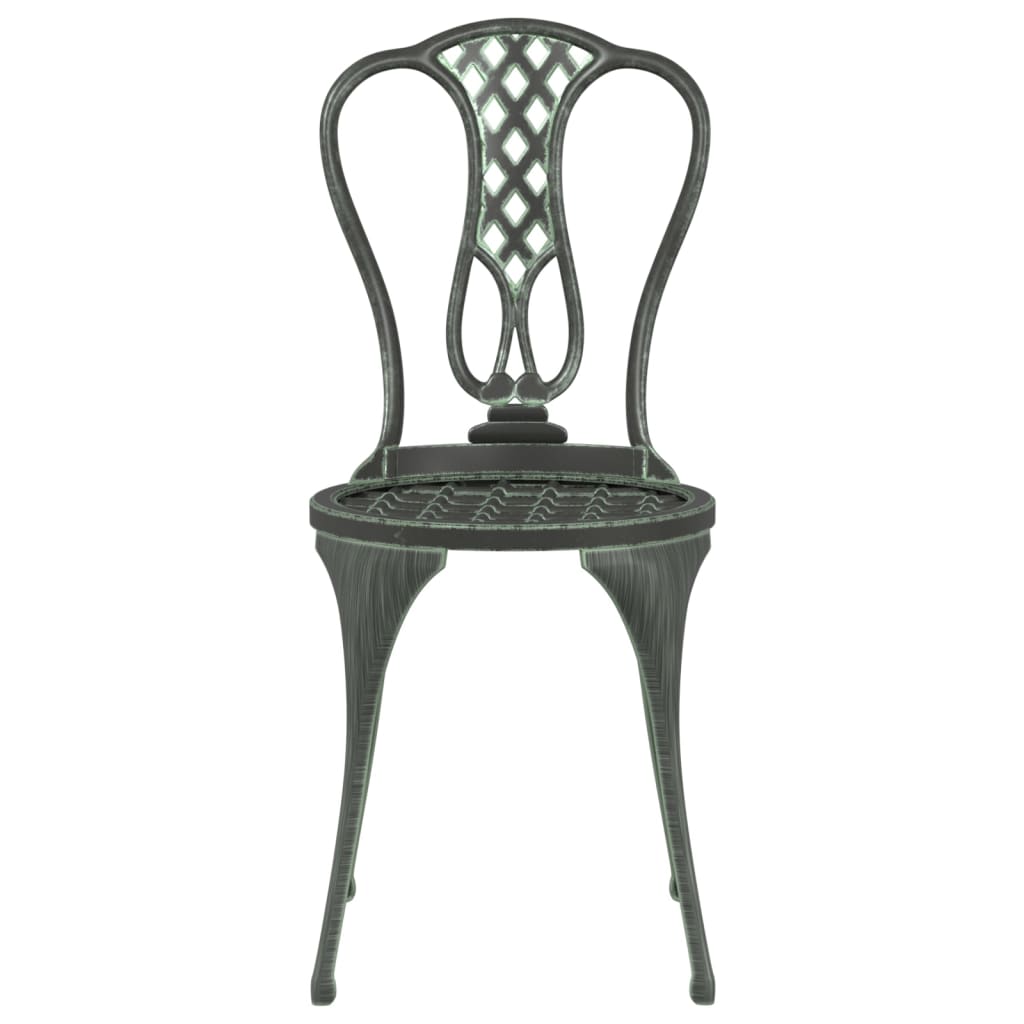 Mesa y sillas bistró de jardín 3 pzas aluminio fundido verde