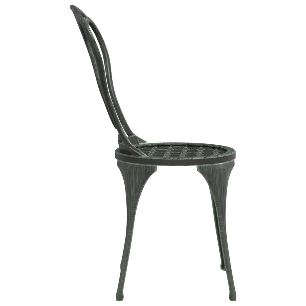 Mesa y sillas bistró de jardín 3 pzas aluminio fundido verde