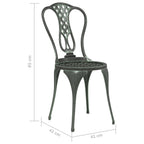 Mesa y sillas bistró de jardín 3 pzas aluminio fundido verde