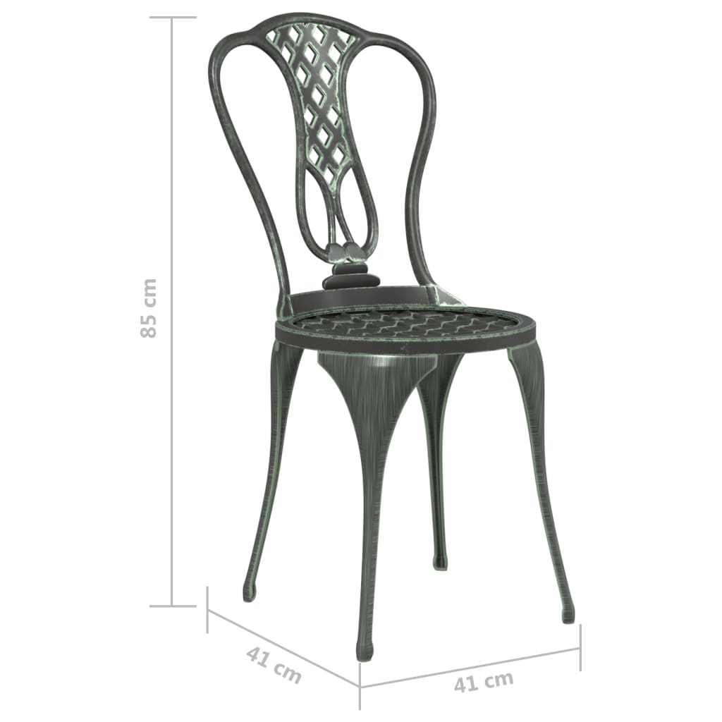 Mesa y sillas bistró de jardín 3 pzas aluminio fundido verde