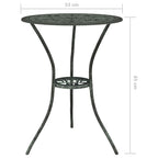 Mesa y sillas bistró de jardín 3 pzas aluminio fundido verde