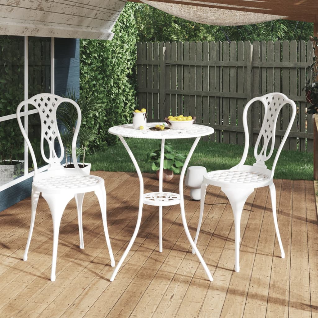 Mesa y sillas bistró de jardín 3 pzas aluminio fundido verde