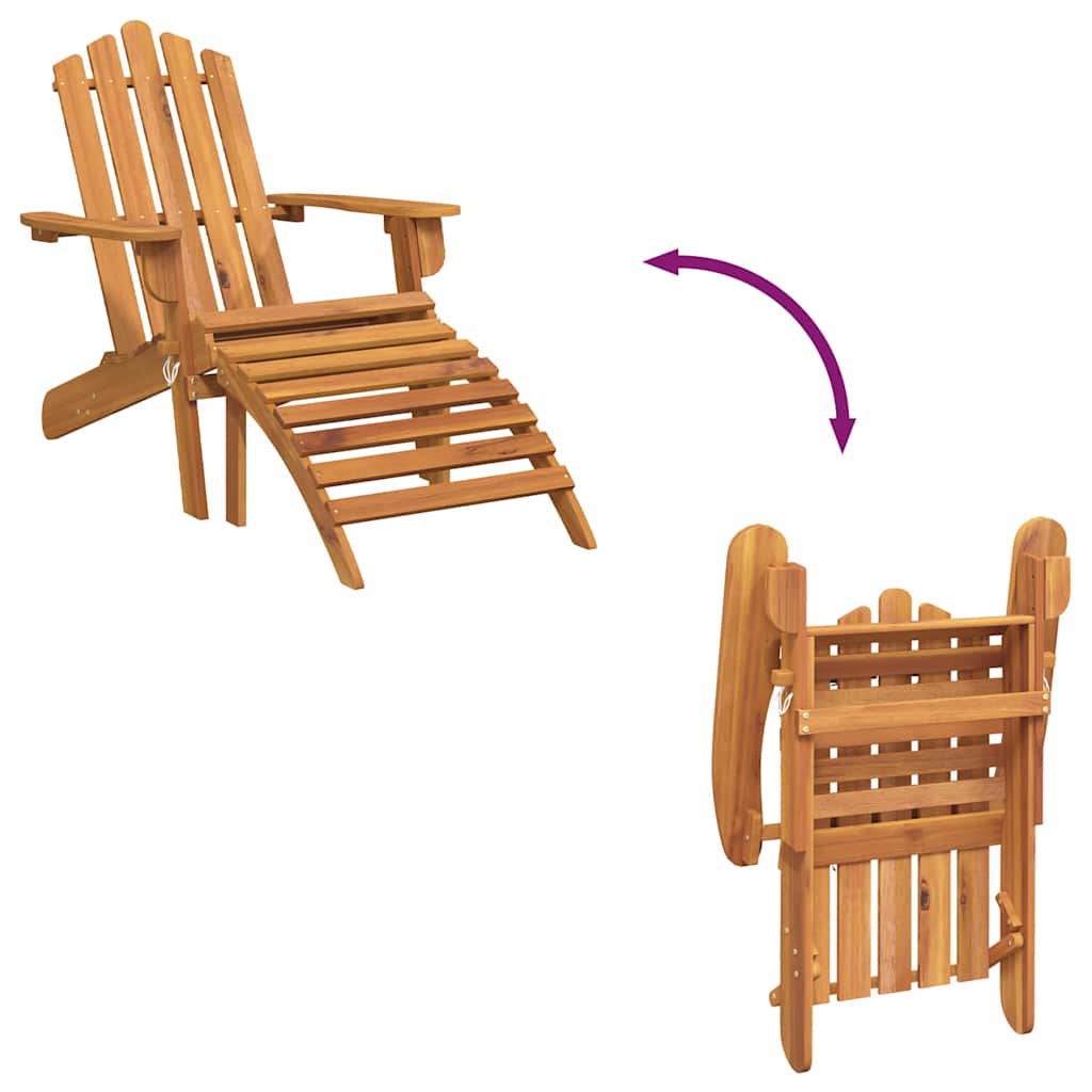 Silla de jardín Adirondack con reposapiés madera acacia maciza