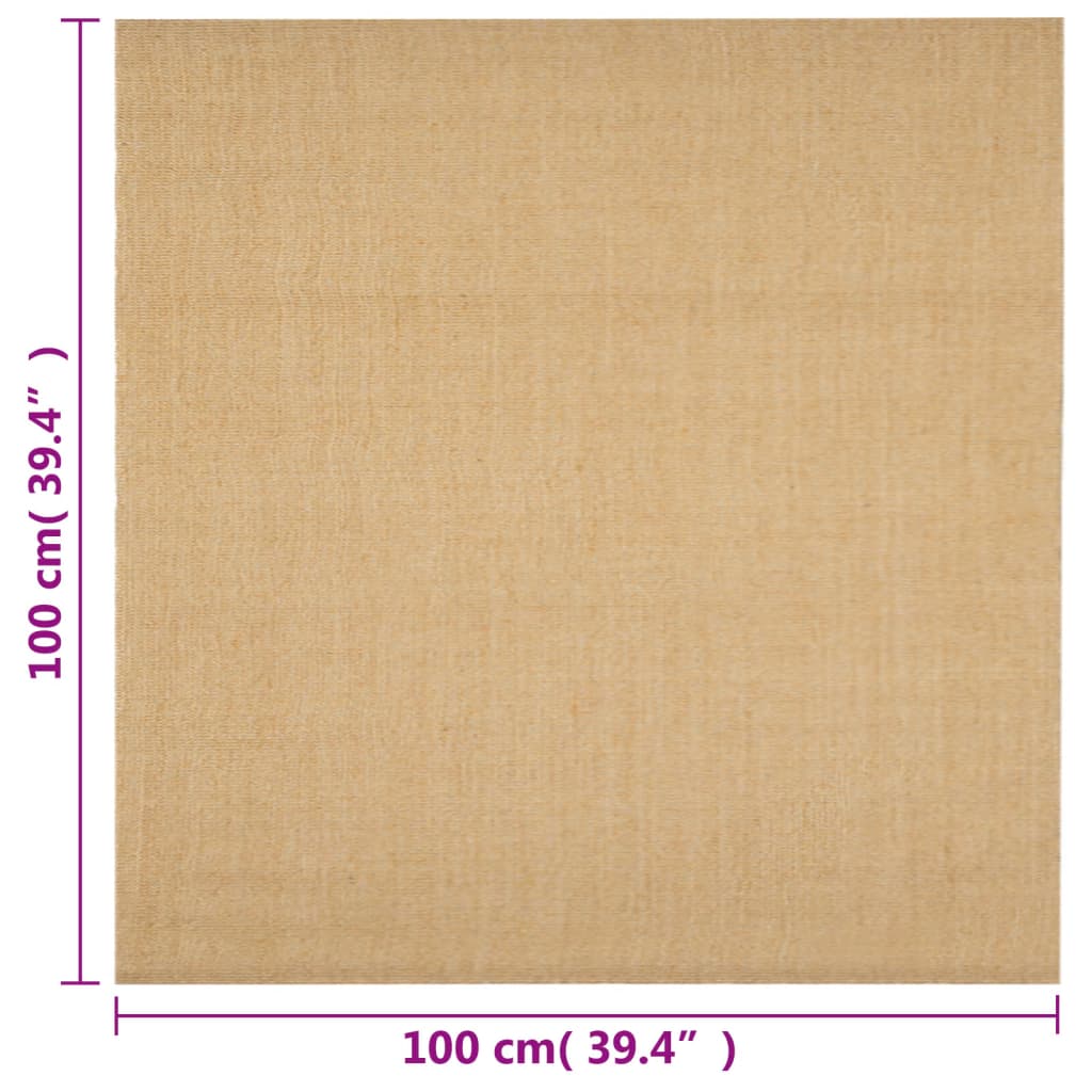 Alfombra de sisal natural 100x100 cm