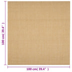 Alfombra de sisal natural 100x100 cm